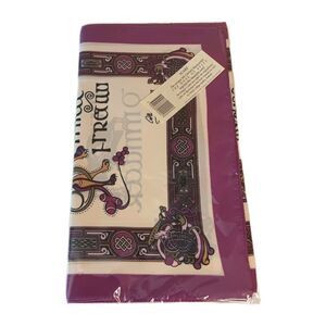 Celtic Scarf Book of Kells Dublin Ireland Purple Cream New In Package 52" x 12"